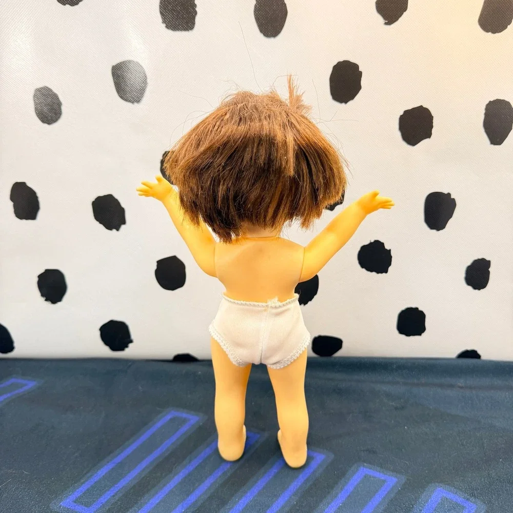 Vintage Sofubi Doll Sekiguchi Showa Retro Hong Kong Girl Brown Hair Vinyl Nude
